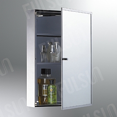 Stainless steel cabinet with thin S/S framed mirrored door