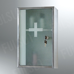 Stainless steel cabinet with toughened glass door