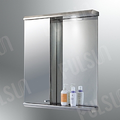 Stainless steel combined unit--Mirror,upper illuminating canopy,bottom bracket,single cabinet with mirrored door