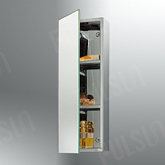 Stainless steel cabinet with pin hinge mirrored door