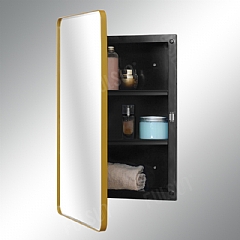 塑料镜柜，带金色圆弧角包边门板