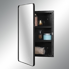 塑料镜柜，带黑色圆弧角包边门板